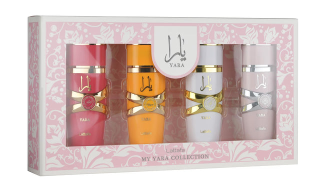 LATTAFA MY YARA COLLECTION (5 ML) 4 PC (AGUA DE PERFUME DE 5 ML + AGUA DE PERFUME DE 5 ML + AGUA DE PERFUME DE 5 ML + AGUA DE PERFUME DE 5 ML)