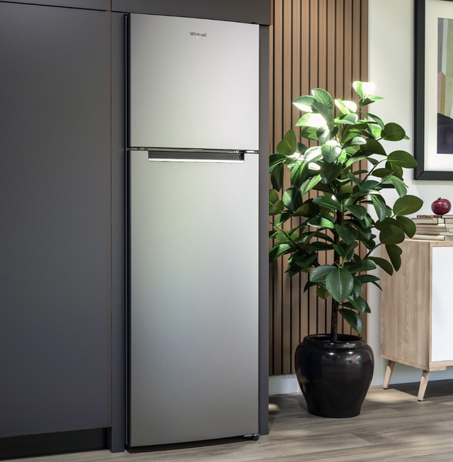 Refrigerador Whirlpool Xpert Inverter 9 pies cúbicos Top Mount con Dispensador Gris