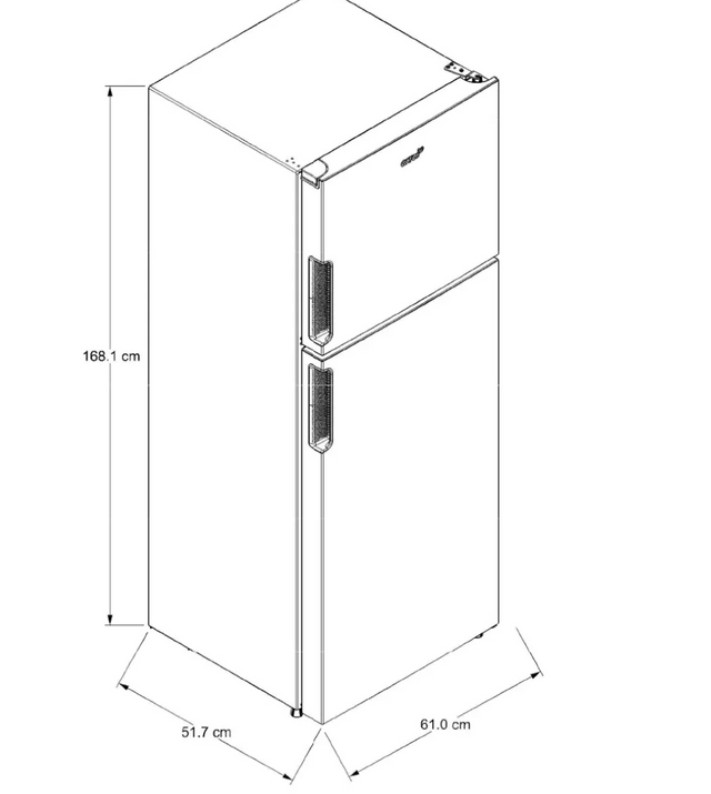 Refrigerador Acros 11 pies cúbicos Top Mount 2 puertas Gris