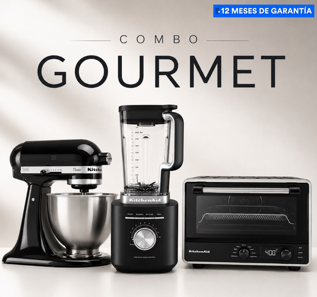 Combo GOURMET batidora clásica 4.25 L onyx black + Horno de mesa eléctrico con freidora de aire 21 litros black matte + Licuadora Pure Power 2L Black Matte