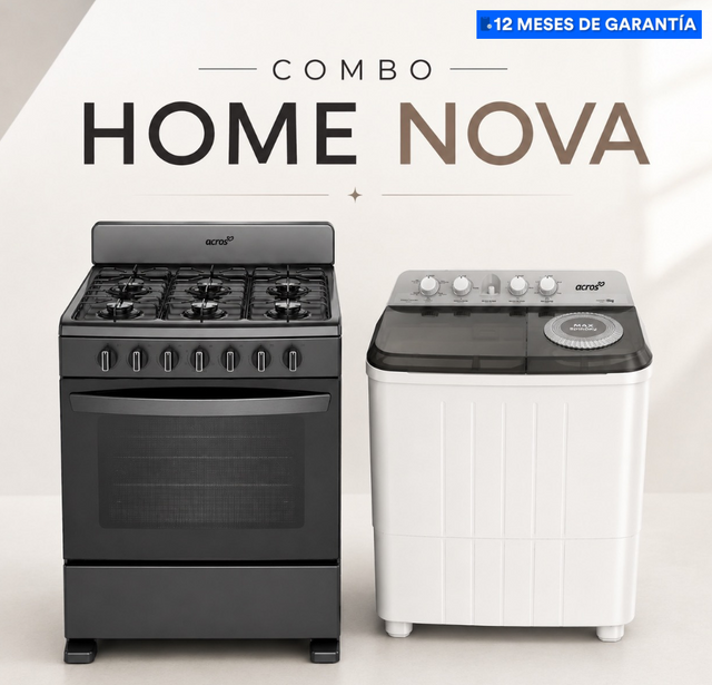 Combo HOME NOVA Lavadora 22kg Dos tinas Semiautomática+Estufa al piso con puerta panorámica 30"