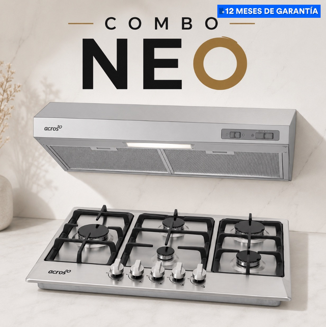 Combo NEO ACROS Parilla Gas 30¨ + Campana Empotrable Gris