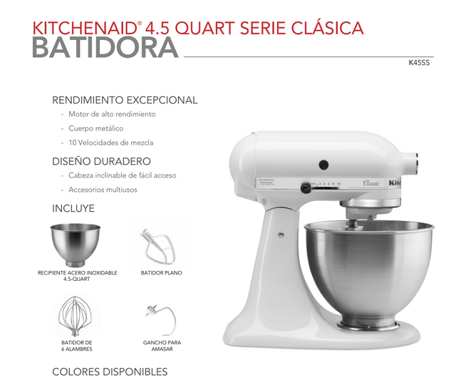 KAD Batidora Clásica 4.3 L (4.5 QT) KitchenAid / Onix Black