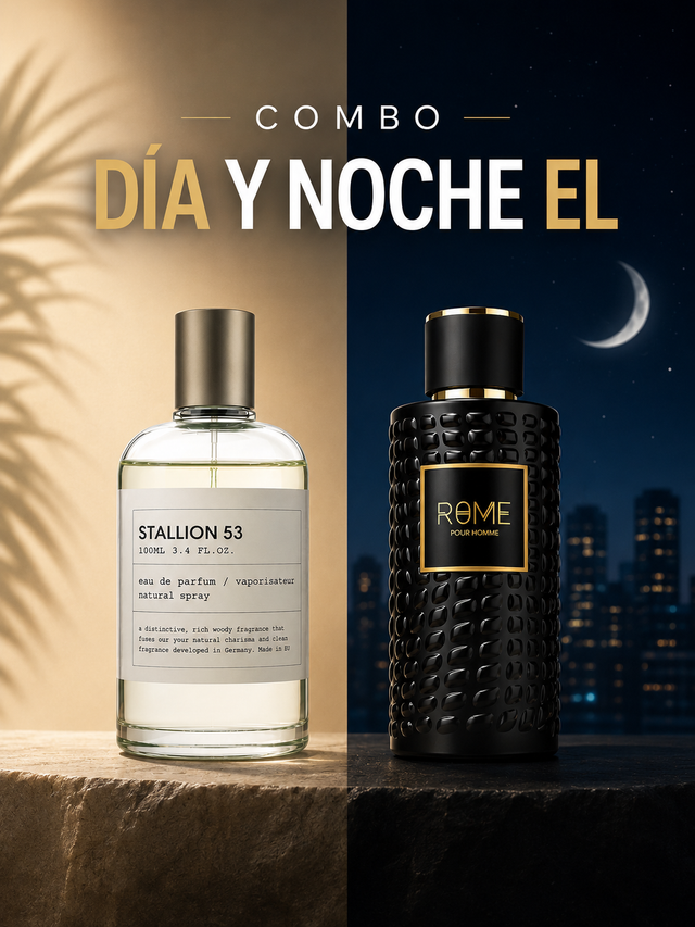 COMBO DIA Y NOCHE ÉL - STALLION 53 EDP 100 ML + BHARARA MAST PERFUME ROME EDP 100 ML