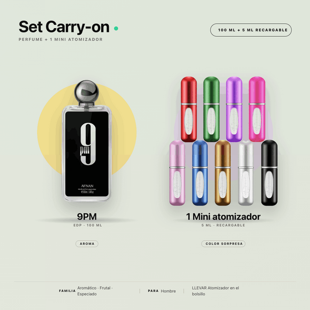 SET 9PM EDP 100 ML + FRASCO PARA DECANT DE VIAJE CON ATOMIZADOR