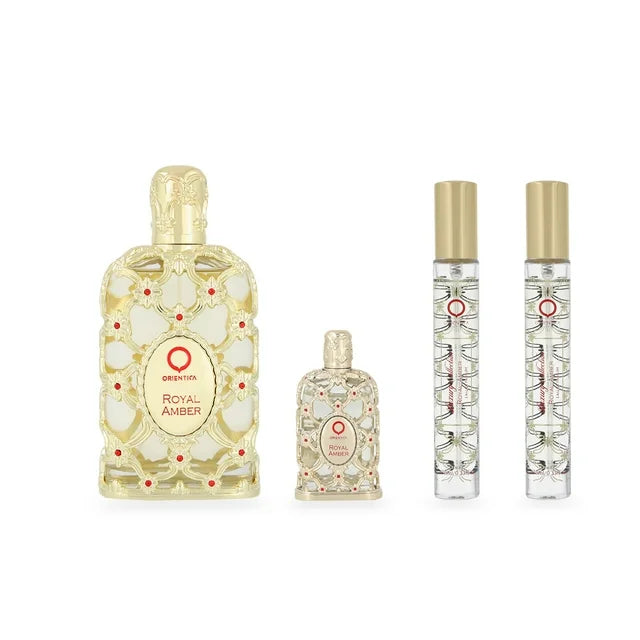 ORIENTICA ROYAL AMBER EDP 80 ML + BOTELLA MINI EDP CON 7.5 ML +2 FRASCOS DE VIAJE CON EDP 10 ML