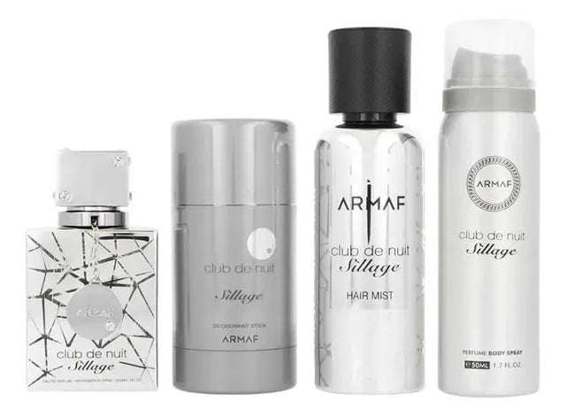 SET ARMAF CLUB DE NUIT SILLAGE 4 PZS EDP 105 ML + BODY MIST 50 ML + GEL DE BAÑO DE 100 ML + SHAMPOO DE BAÑO 250 ML