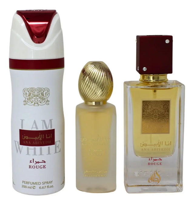 SET LATTAFA ANA ABIYEDH ROUGE EDP 100 ML + ROCIO CABELLO 50 ML + ROCIO BODY MIST 200 ML