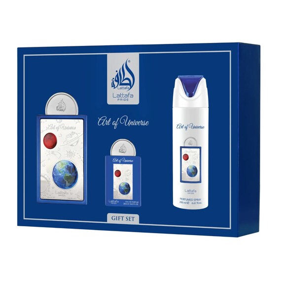 SET LATTAFA PRIDE ART OF UNIVERSE EDP 100 ML + EDP 20 ML + BODY MIST 200 ML 3 PC