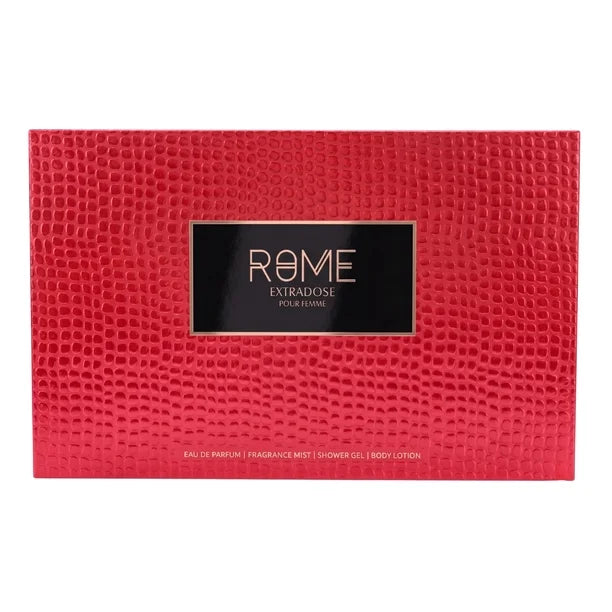 SET DAMA BHARARA MAST PERFUME ROME EXTRADOSE EDP 100 ML + EDP 15 ML + BODY MIST 150 ML + GEL DE BAÑO 150 ML + CREMA CORPORAL 150 ML 5 PC