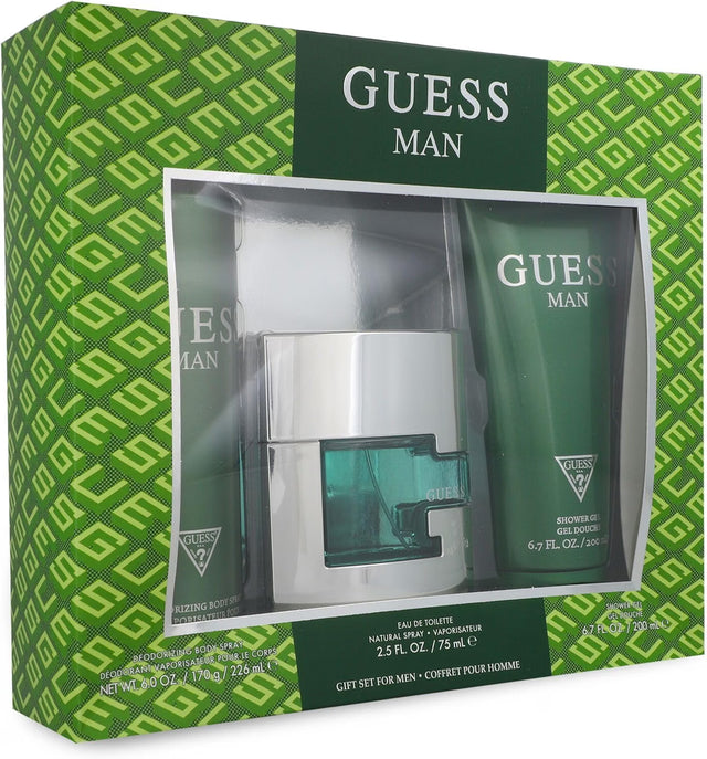 SET GUESS MAN EDT 75 ML + DESODORANTE 226 ML + GEL SHAMPOO DE BAÑO 200 ML