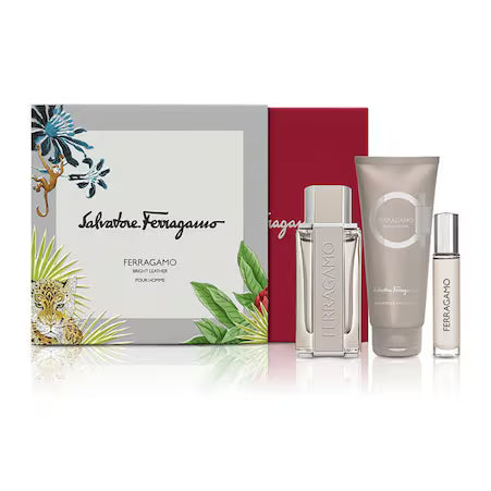 SET FERRAGAMO BRIGHT LEATHER EDT 100 ML + EDT 10 ML + GEL SHAMPOO DE BAÑO 100 ML 3 PC
