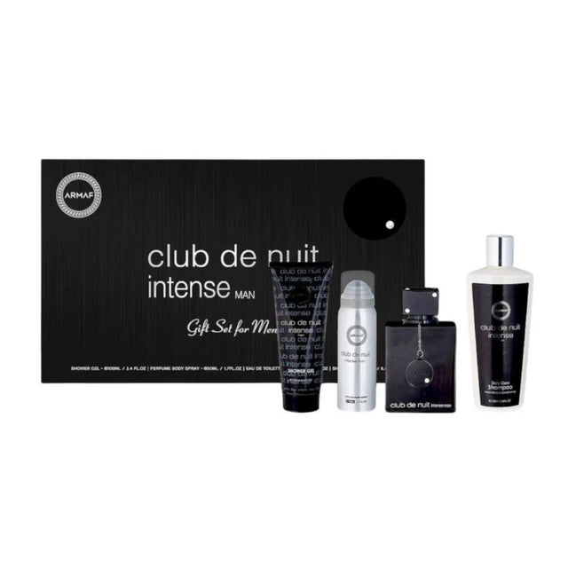 ARMAF CLUB DE NUIT INTENSE EDT 100 ML + GEL SHAMPOO DE BAÑO DE 100 ML + ROCIO BODY MIST DE 50 ML + GEL SHAMPOO DE BAÑO DE 250 ML - 4 PC