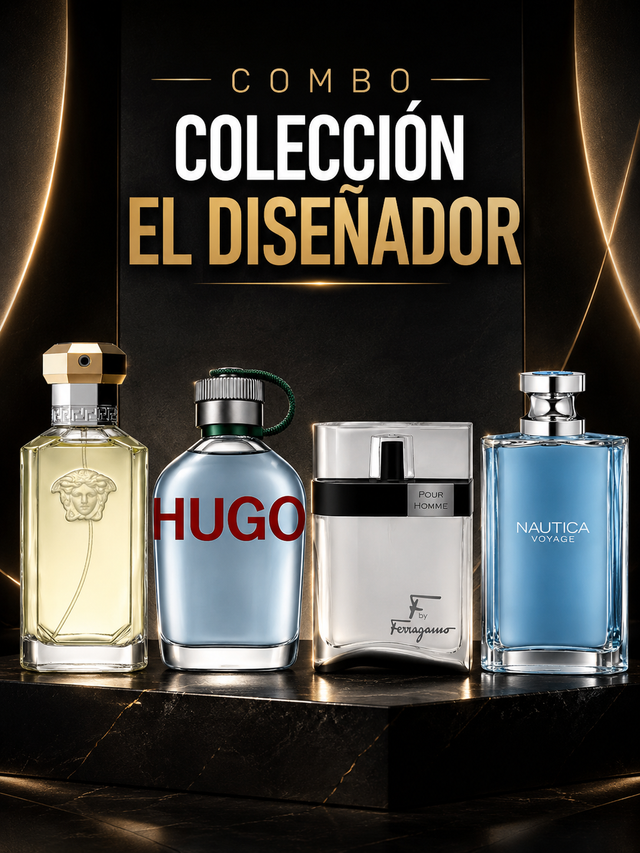 COLECCION EL DISEÑADOR - VERSACE THE DREAMER EDT 100 ML + HUGO EDT 125 ML + FERRAGAMO F BLACK EDT 100 ML + NAUTICA VOYAGE EDT 200 ML