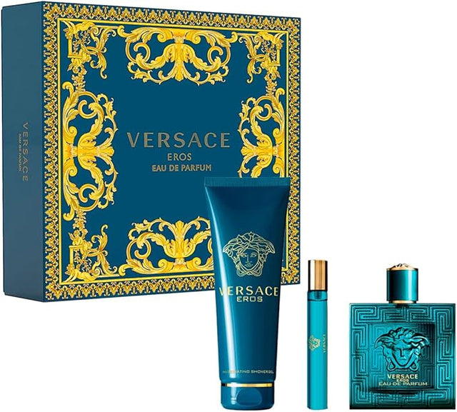SET VERSACE EROS EDP 100 ML + EDP 10 ML + GEL SHAMPOO DE BAÑO 150 ML