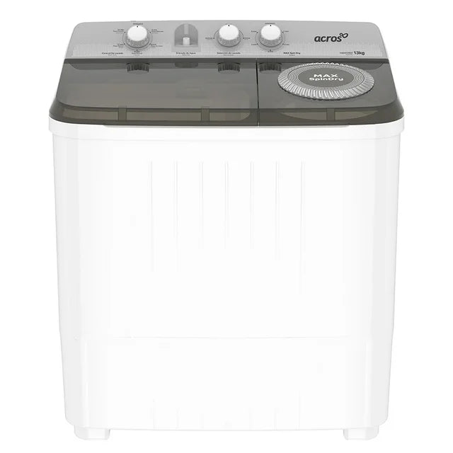 Lavadora Acros Semiautomática de Dos tinas de 13 kg MaxSpin Dry Blanca