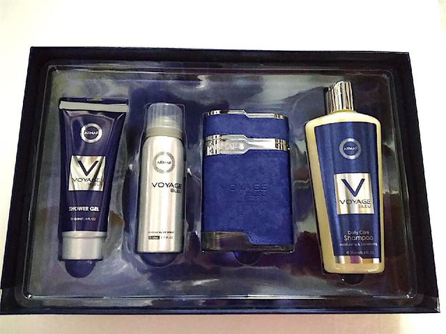 ARMAF VOYAGE BLEU EDP 100 ML + ROCIO BODY MIST 50 ML + GEL DE BAÑO 100 ML + SHAMPOO DE BAÑO DE 250 ML 4 PZ