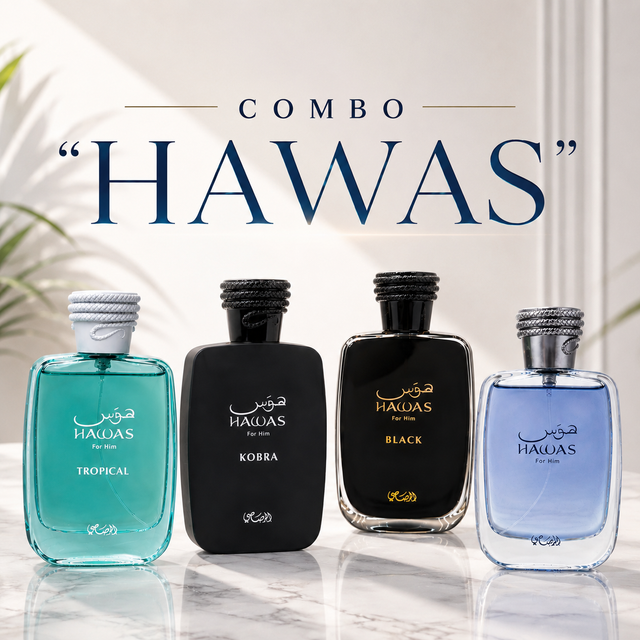 COMBO 4 HAWAS EDP 100 ML - HAWAS + HAWAS TROPICAL + HAWAS KOBRA + HAWAS BLACK