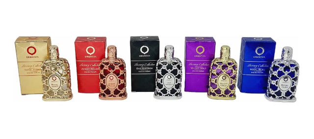 SET MINI 5 PIEZAS EDP 7.5 ML ORIENTICA LUXURY COLLECTION ROYAL AMBAR + ROYAL BLEU + VELVET GOLD + OLD SAFFRON + AMBER ROUGE