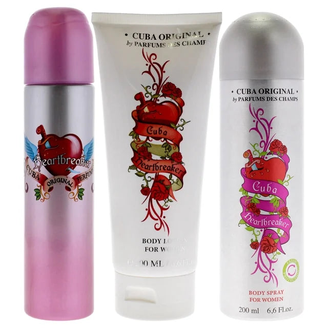 CUBA HEARTBREAKER DAMA EDP 100 ML + CREMA CORPORAL 200 ML + DESODORANTE 200 ML 3 PC