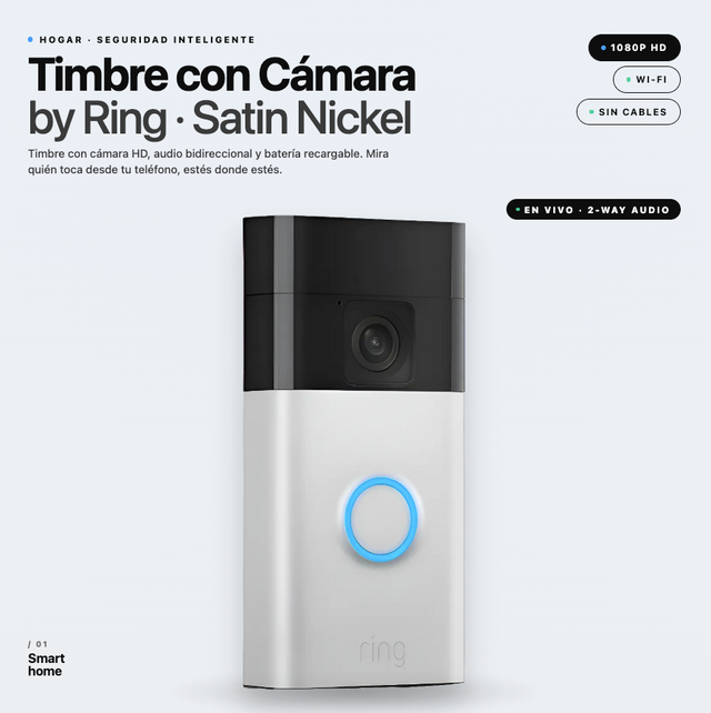 Ring battery doorbell timbre con cámara para ver desde el celular quien llega a casa
