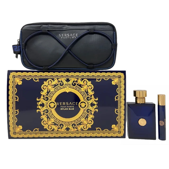 SET VERSACE DYLAN BLUE EDT 100 ML + EDT 10 ML + BOLSO