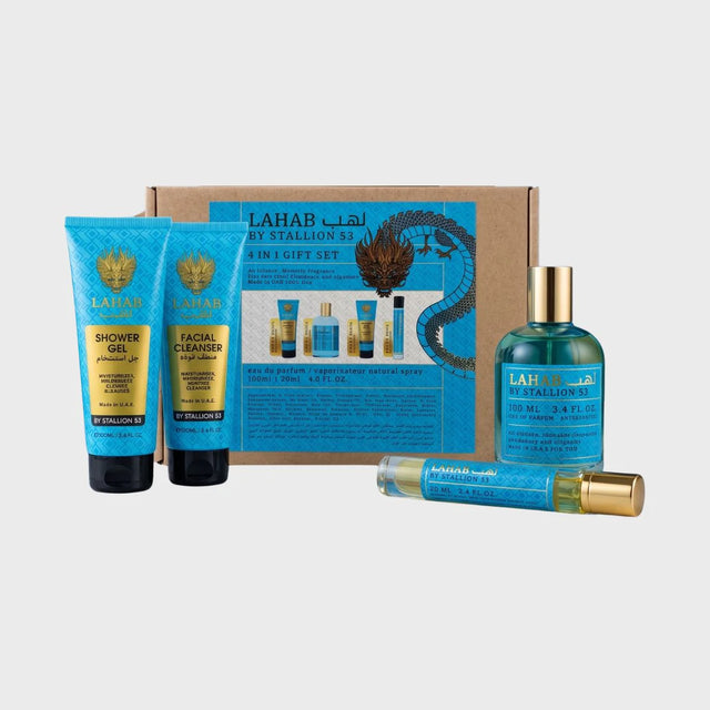 SET EMPER STALLION 53 LAHAB EDP 100 ML + GEL DE BAÑO 100 ML + FACIAL CLEANER 100 ML + EDP 10 ML