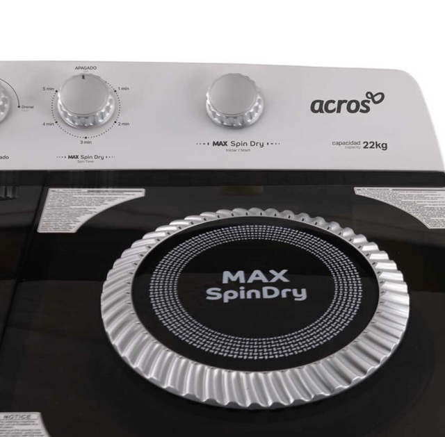 Lavadora 22kg Dos tinas Semiautomática MaxSpin Dry Blanca