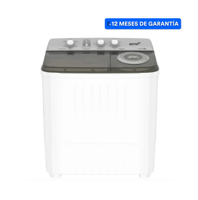 Lavadora Acros Semiautomática de Dos tinas de 13 kg MaxSpin Dry Blanca