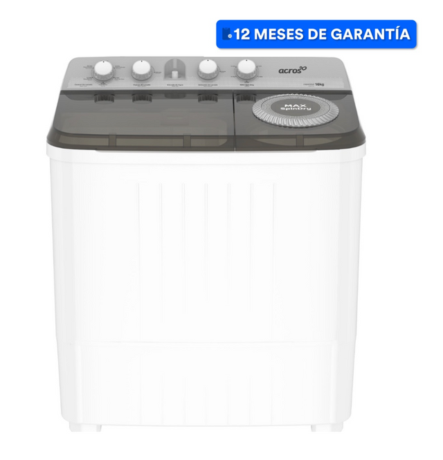 ACR Lavadora Semiautomática de Dos tinas de 16 kg MaxSpin Dry Blanca