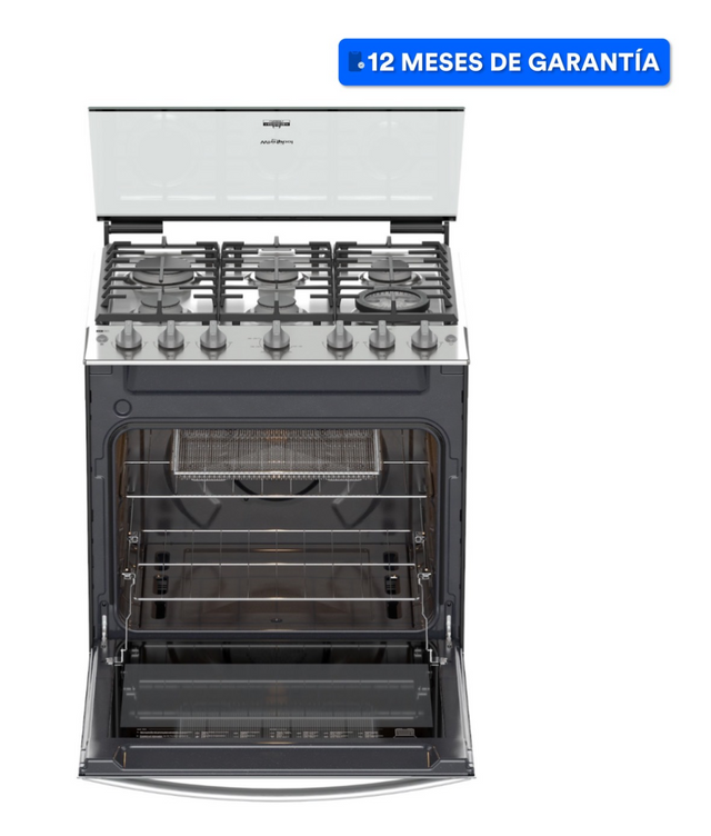 Estufa Whirlpool de Piso 30 Pulgadas con 6 Quemadores de Gas WFR7050S Función Freidora de Aire