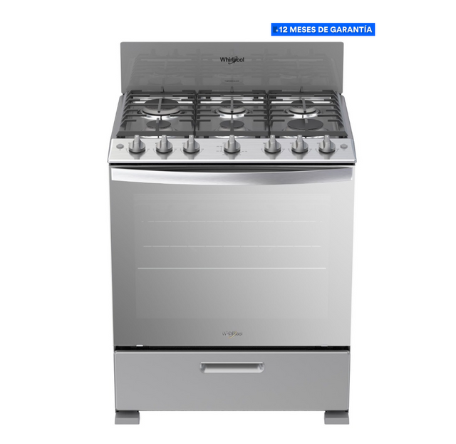 Estufa Whirlpool de Gas De Piso 30 pulgadas con 6 quemadores Gris