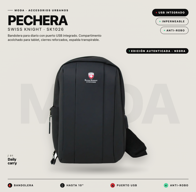 Mochila Swiss Knight Color Black (Negra)