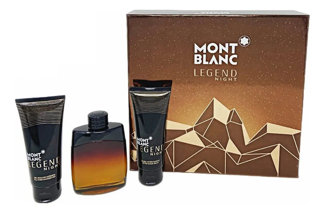 SET MONT BLANC LEGEND NIGHT EDP 100 ML + GEL SHAMPOO DE BAÑO 100 ML + CREMA LOCION DESPUES DE AFEITAR DE 100 ML