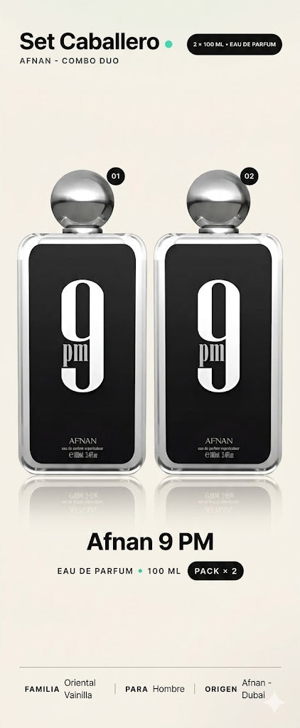 COMBO AMIGOS 2 PIEZAS AFNAN 9 PM 100 ML EDP