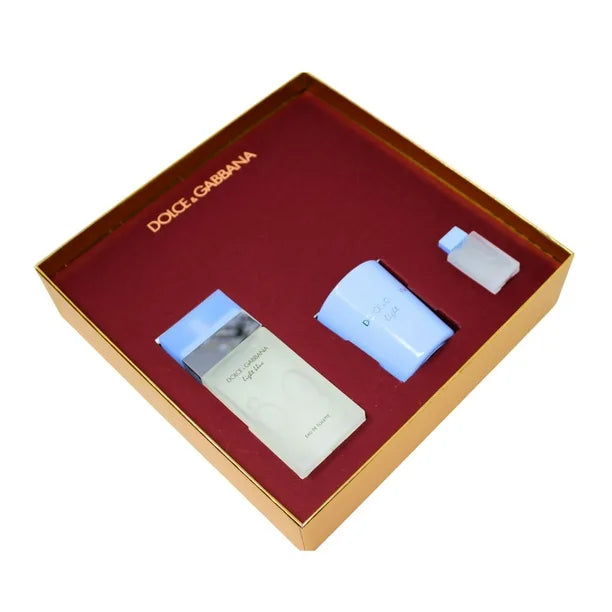 SET DOLCE & GABBANA LIGHT BLUE CON VELA EDT 50 ML + EDT 4 5 ML + VELA AROMATICA DE 70 G 3 PC