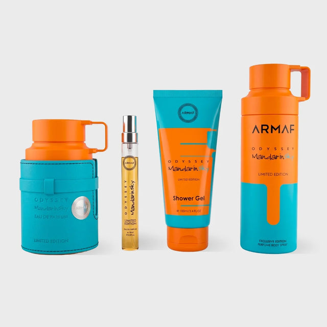 ARMAF ODYSSEY MANDARIN SKY AGUA DE PERFUME DE 100 ML + 10 ML P BIAJE +  GEL SHAMPOO DE BAÑO DE 100 ML + ROCIO BODY MIST DE 200 ML