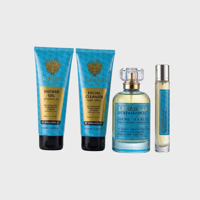 SET EMPER STALLION 53 LAHAB EDP 100 ML + GEL DE BAÑO 100 ML + FACIAL CLEANER 100 ML + EDP 10 ML