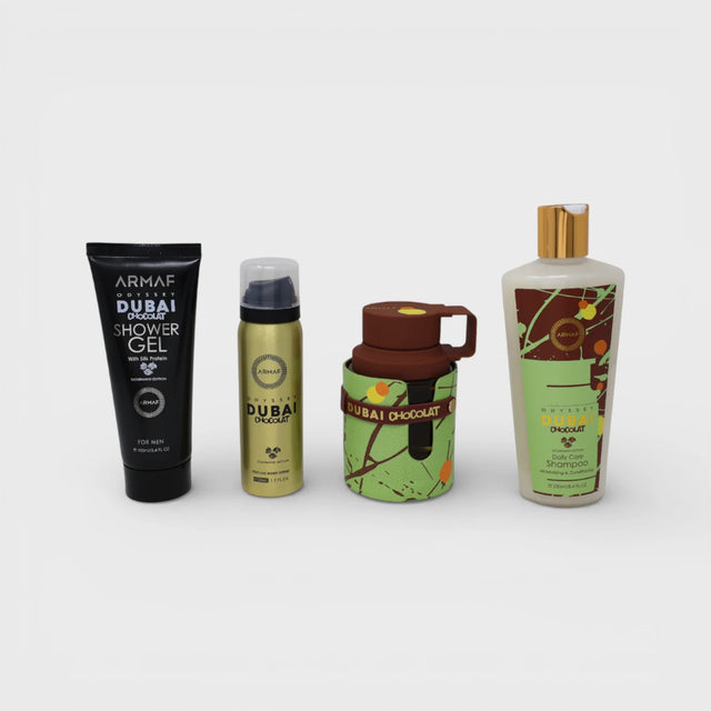 SET 4 PIEZAS ARMAF ODYSSEY DUBAI CHOCOLAT EDP 100 ML + GEL SHAMPOO DE BAÑO 100 ML + GEL SHAMPOO DE BAÑO DE 250 ML + DESODORANTE 50 ML