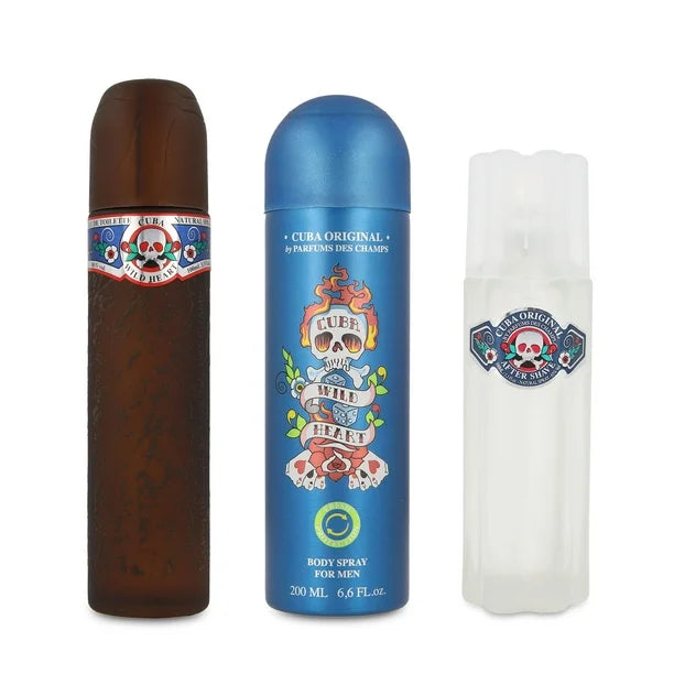 CUBA WILD HEART EDT 100 ML + AFTER SHAVE 100 ML + DESODORANTE 200 ML 3 PC