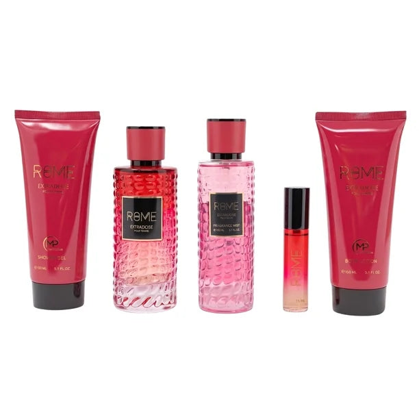 SET DAMA BHARARA MAST PERFUME ROME EXTRADOSE EDP 100 ML + EDP 15 ML + BODY MIST 150 ML + GEL DE BAÑO 150 ML + CREMA CORPORAL 150 ML 5 PC