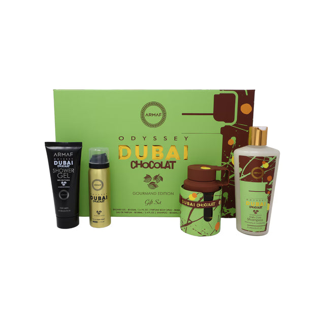 SET 4 PIEZAS ARMAF ODYSSEY DUBAI CHOCOLAT EDP 100 ML + GEL SHAMPOO DE BAÑO 100 ML + GEL SHAMPOO DE BAÑO DE 250 ML + DESODORANTE 50 ML