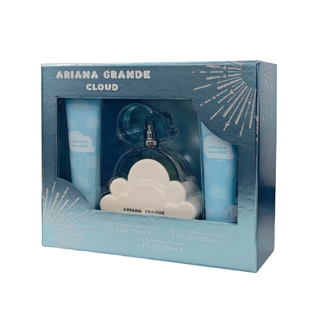 SET DAMA ARIANA GRANDE CLOUD EDP 100 ML + CREMA CORPORAL 100 ML + GEL/SHAMPOO DE BAÑO 100 ML 3 PIEZAS