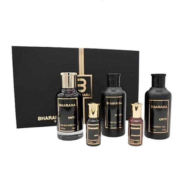 BHARARA ONYX EDP 100 ML + ONYX EDP 10 ML + CHOCOLATE EDP 10 ML + BODY LOTION 100 ML + GEL DE BAÑO 100 ML 5 PC