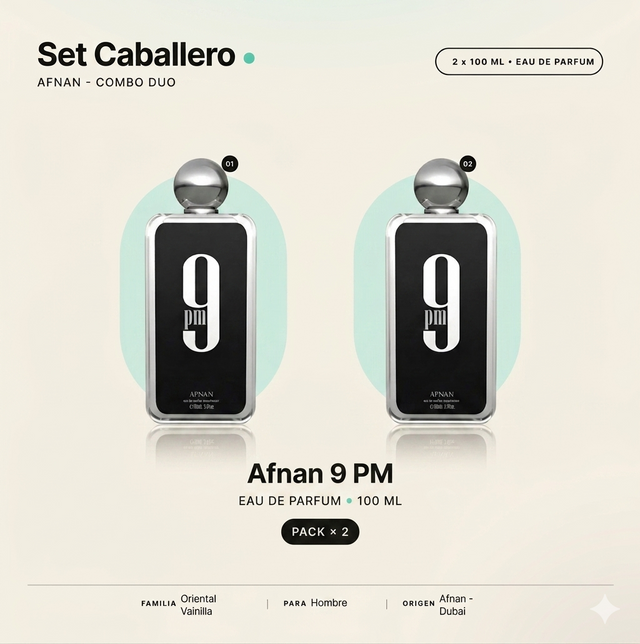 COMBO AMIGOS 2 PIEZAS AFNAN 9 PM 100 ML EDP