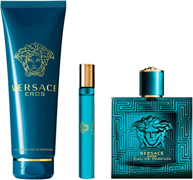 SET VERSACE EROS EDP 100 ML + EDP 10 ML + GEL SHAMPOO DE BAÑO 150 ML