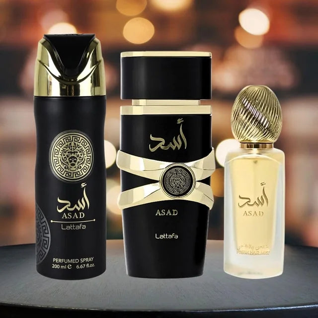 SET LATTAFA ASAD EDP 100 ML + ROCIO CABELLO 50 ML + ROCIO BODY MIST 200 ML