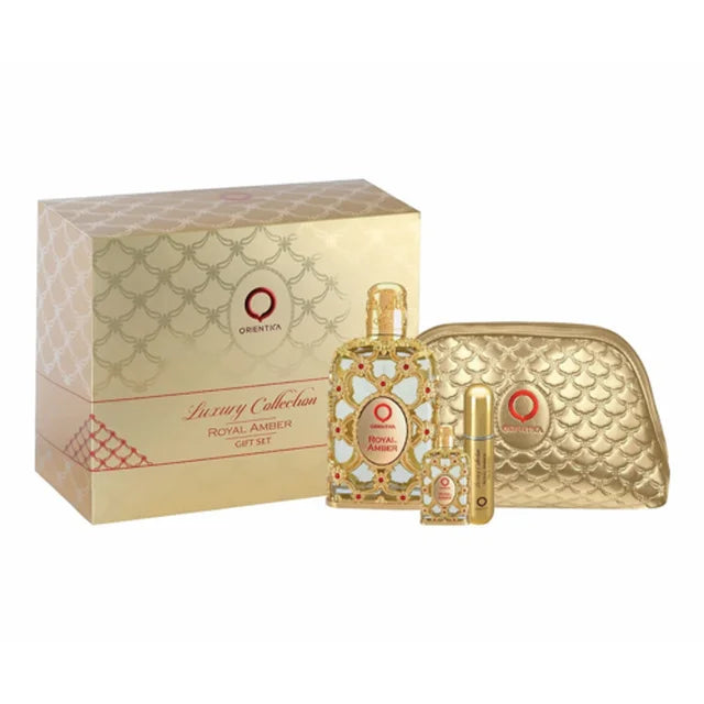 SET ORIENTICA ROYAL AMBER EDP 80 ML + BOTELLA MINI EDP 7.5 ML + MINI RELLENABLE 7.5 ML + BOLSO
