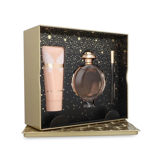 SET PACO RABANNE OLYMPEA METAL EDP 80 ML + EDP 6 ML + CREMA CORPORAL 100 ML