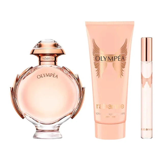 SET PACO RABANNE OLYMPEA METAL EDP 80 ML + EDP 6 ML + CREMA CORPORAL 100 ML